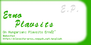 erno plavsits business card